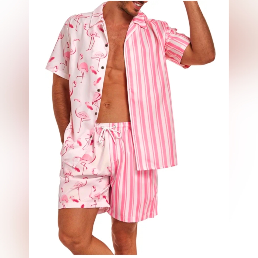 NWOT Men's Pink Flamingo 🦩 Beach Outfit